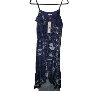 Parker Floral Ruffled Hi Low Midi V-Neck Dress